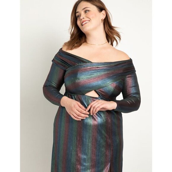 Eloquii Womens Criss Cross Bodice Rainbow Dress Size 20 - Picture 2 of 15